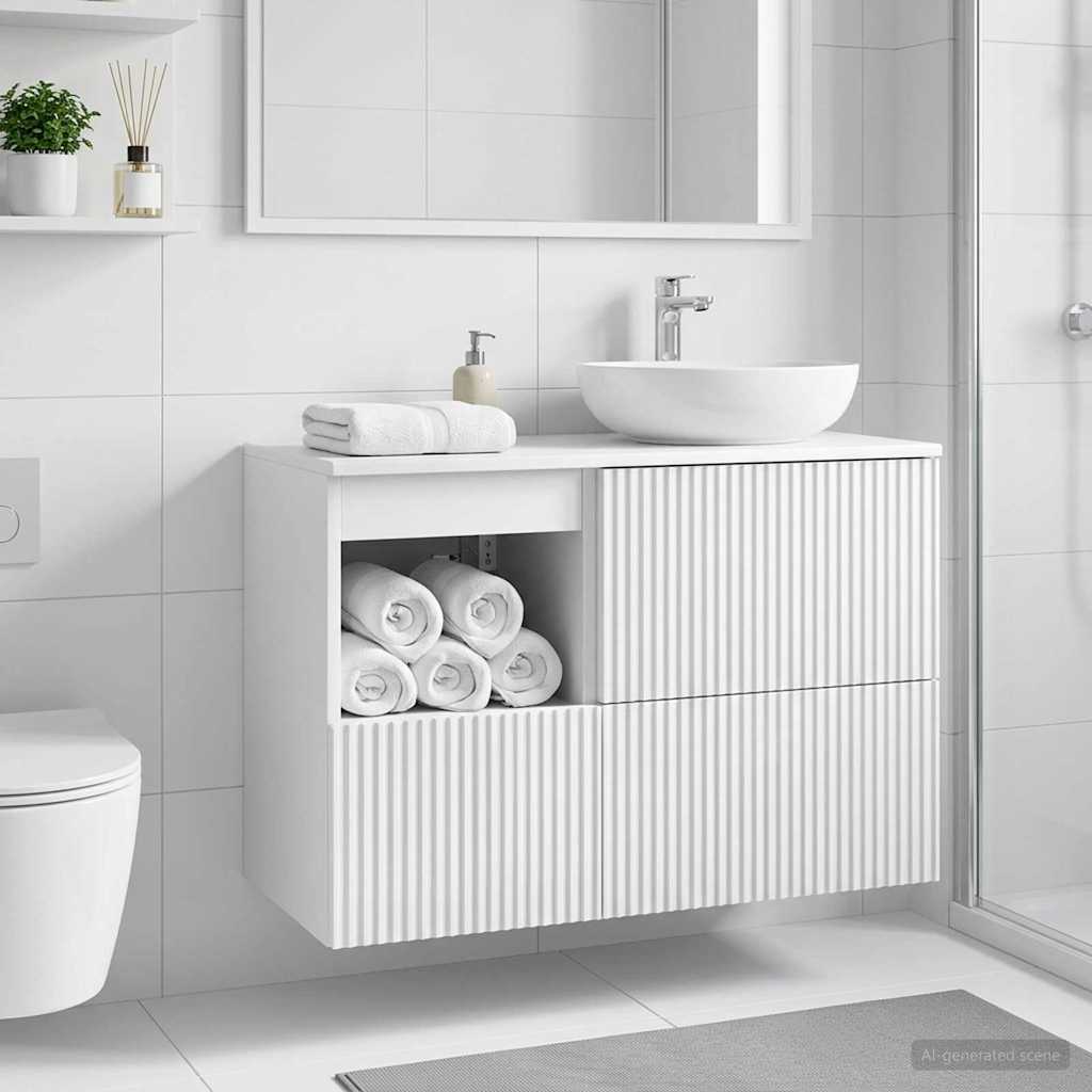 vidaXL Bathroom Cabinet High Gloss White 30 x 35 x 50 cm 1