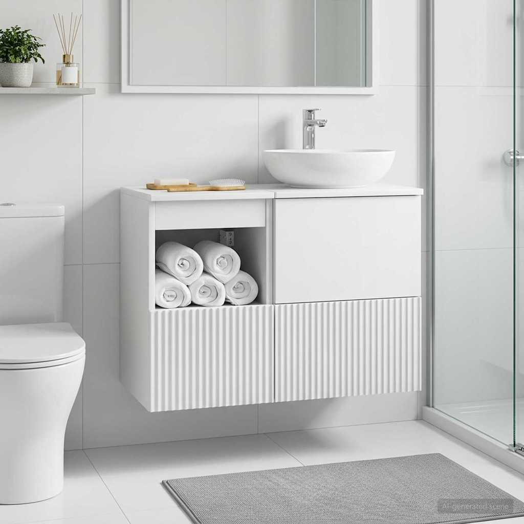 vidaXL Bathroom Cabinet High Gloss White 30 x 41 x 50 cm 1