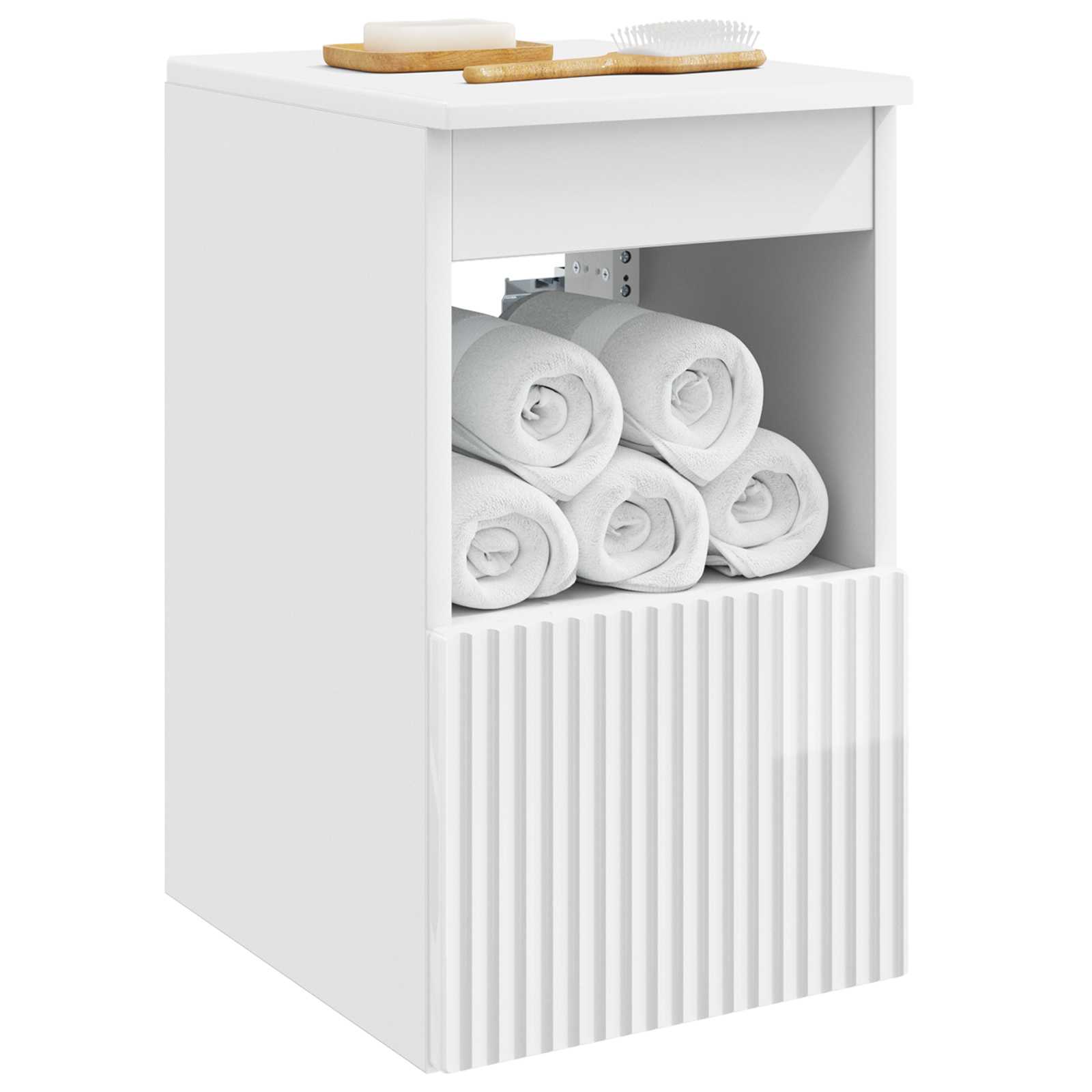 vidaXL Bathroom Cabinet High Gloss White 30 x 41 x 50 cm 3