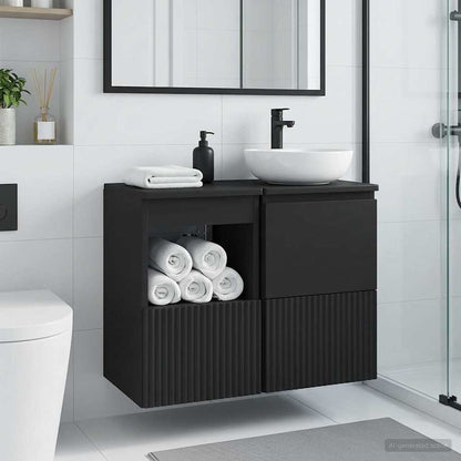 vidaXL Bathroom Cabinet Black 30 x 44.5 x 50 cm Engineered Wood 1
