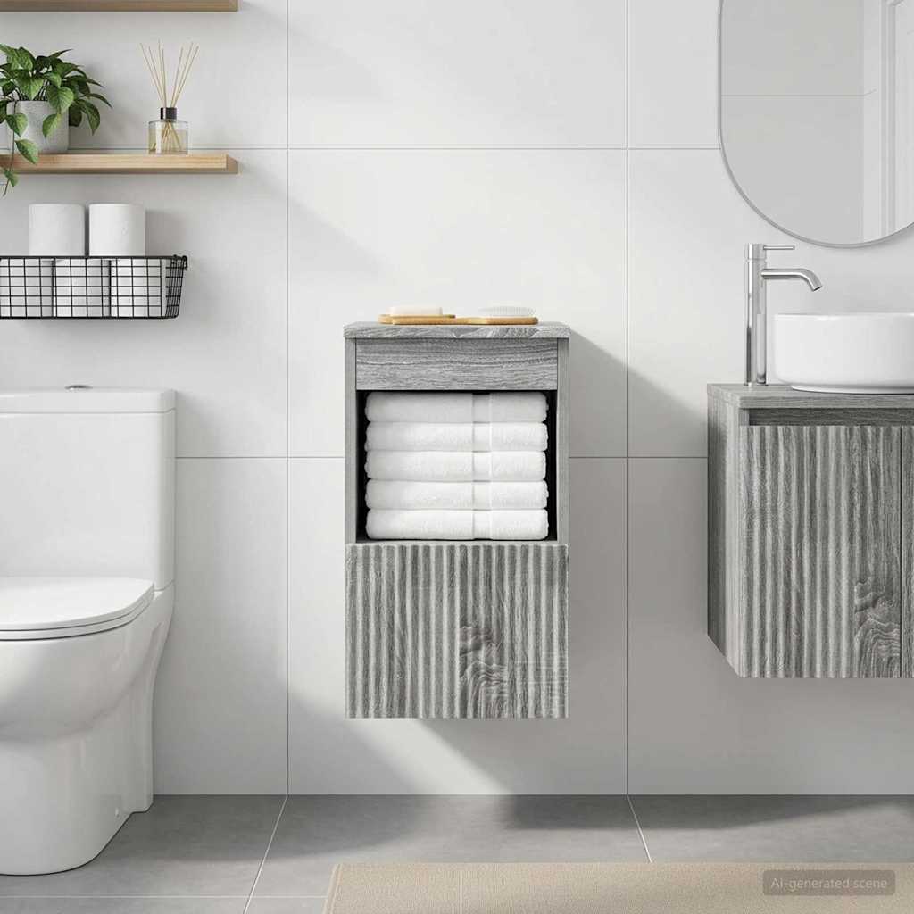 vidaXL Bathroom Cabinet Grey Sonoma 30 x 44.5 x 50 cm Engineered Wood 4