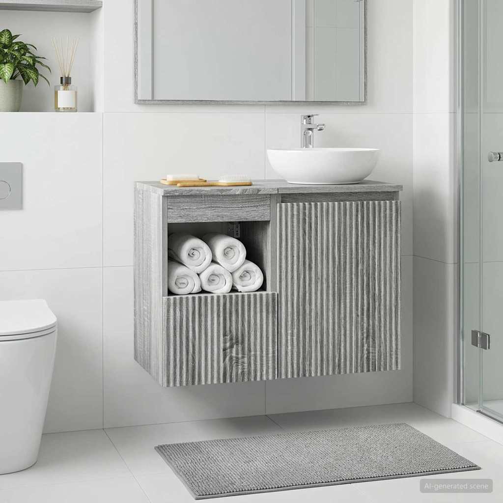 vidaXL Bathroom Cabinet Grey Sonoma 30 x 44.5 x 50 cm Engineered Wood 1