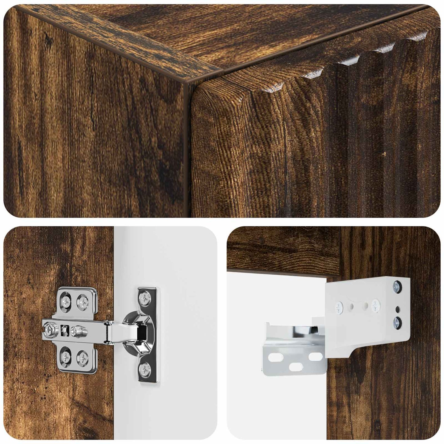 vidaXL Wall-mounted Bathroom Cabinet Smoked Oak 33 x 34.5 x 100 cm 6