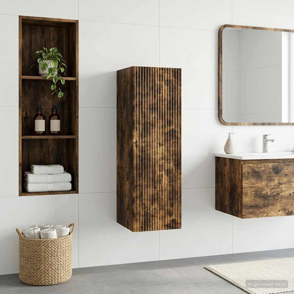 vidaXL Wall-mounted Bathroom Cabinet Smoked Oak 33 x 34.5 x 100 cm 1