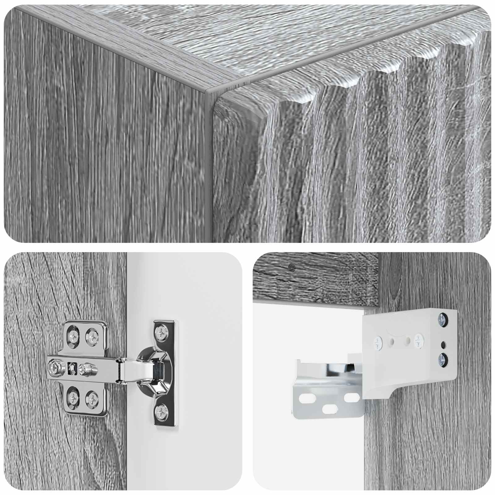 vidaXL Wall-mounted Bathroom Cabinet Grey Sonoma 33 x 34.5 x 100 cm 6