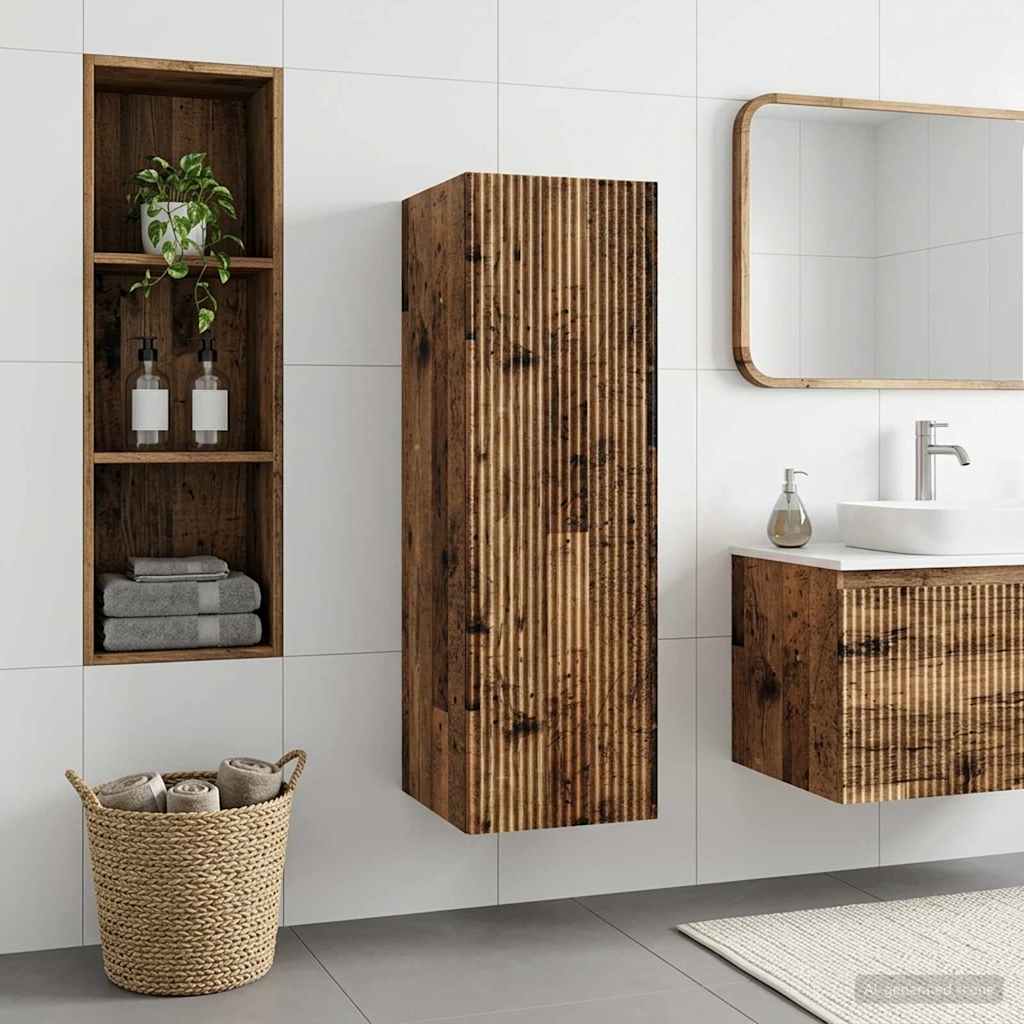 vidaXL Wall-mounted Bathroom Cabinet Old Wood 33 x 34.5 x 100 cm 1