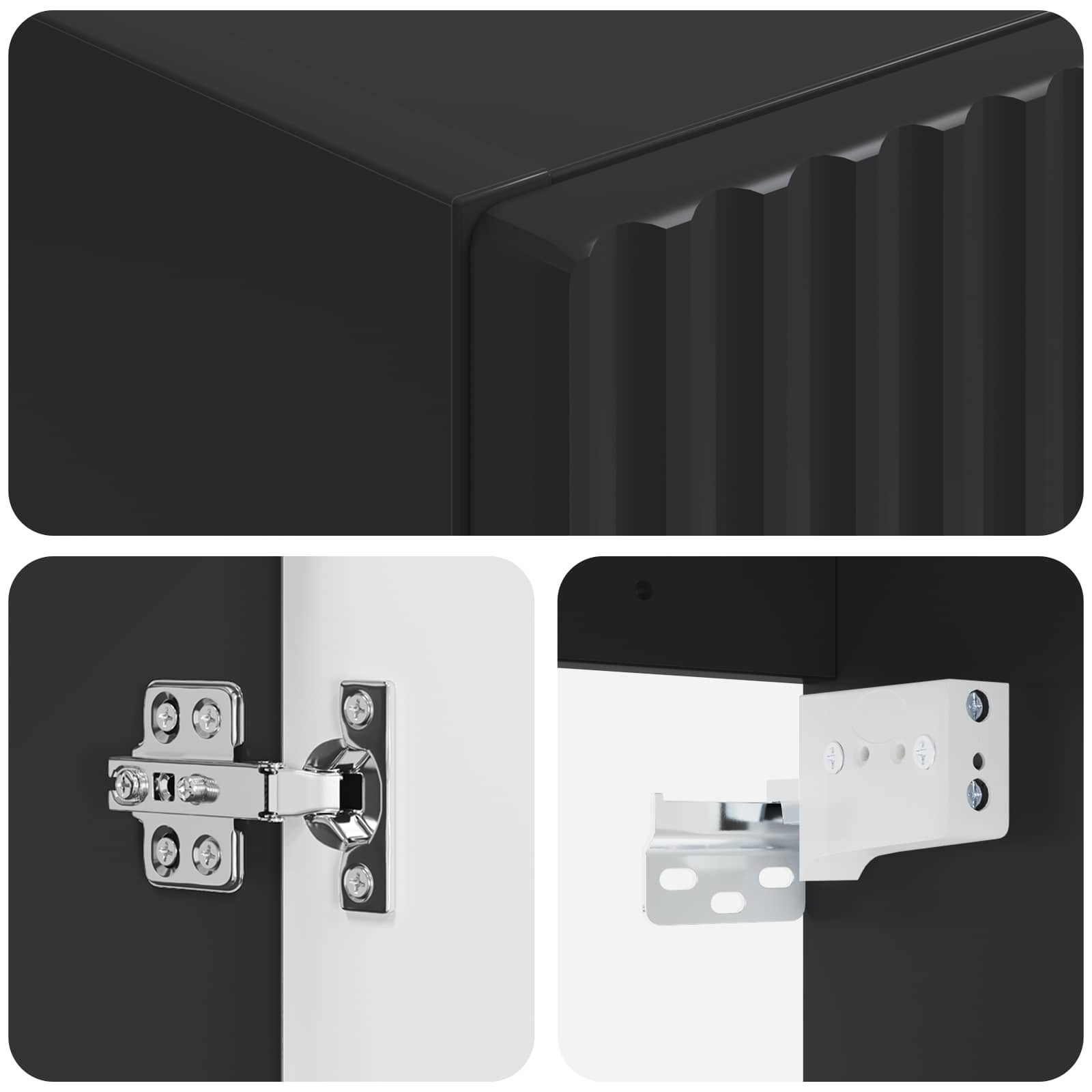 vidaXL Wall-mounted Bathroom Cabinet Black 33 x 34.5 x 60 cm 6