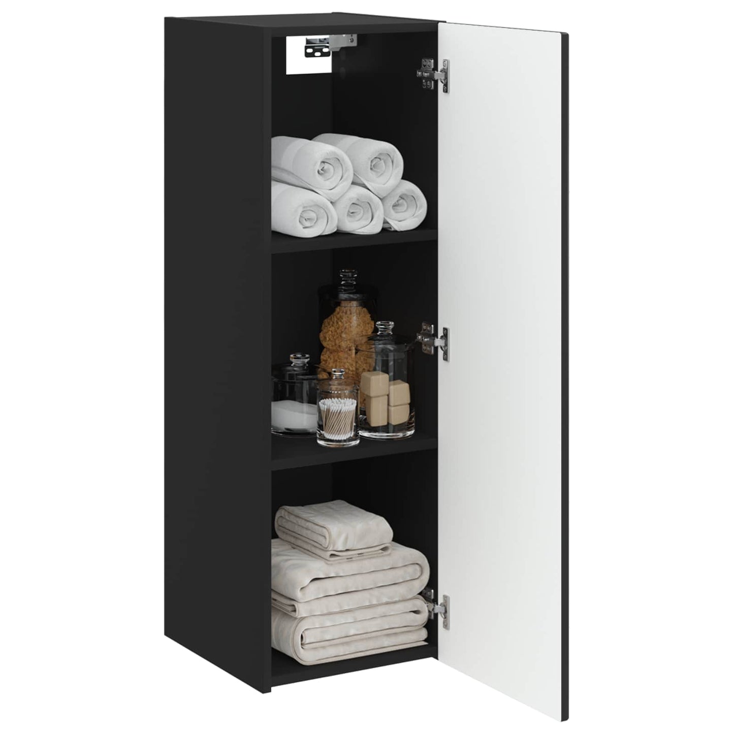 vidaXL Wall-mounted Bathroom Cabinet Black 33 x 34.5 x 60 cm 3