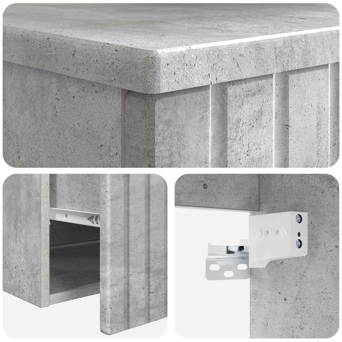 vidaXL Wall-mounted Bathroom Cabinet Concrete Grey 59 x 44.5 x 50 cm 6