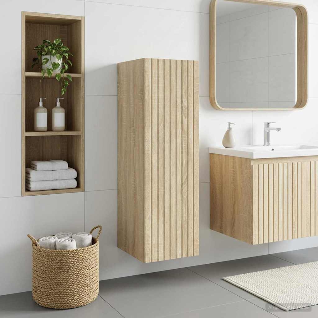 vidaXL Wall-mounted Bathroom Cabinet Sonoma Oak 33 x 34.5 x 100 cm 1