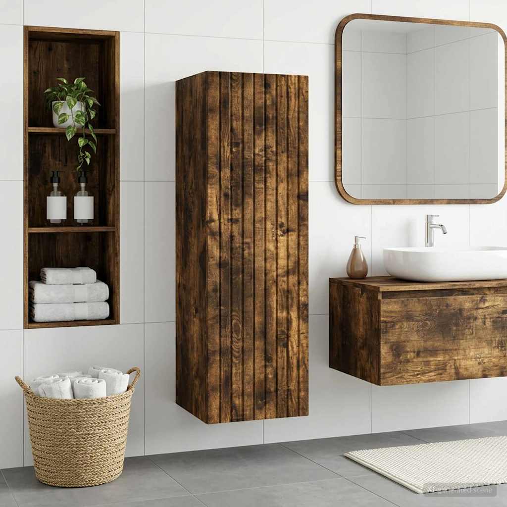 vidaXL Wall-mounted Bathroom Cabinet Smoked Oak 33 x 34.5 x 100 cm 1