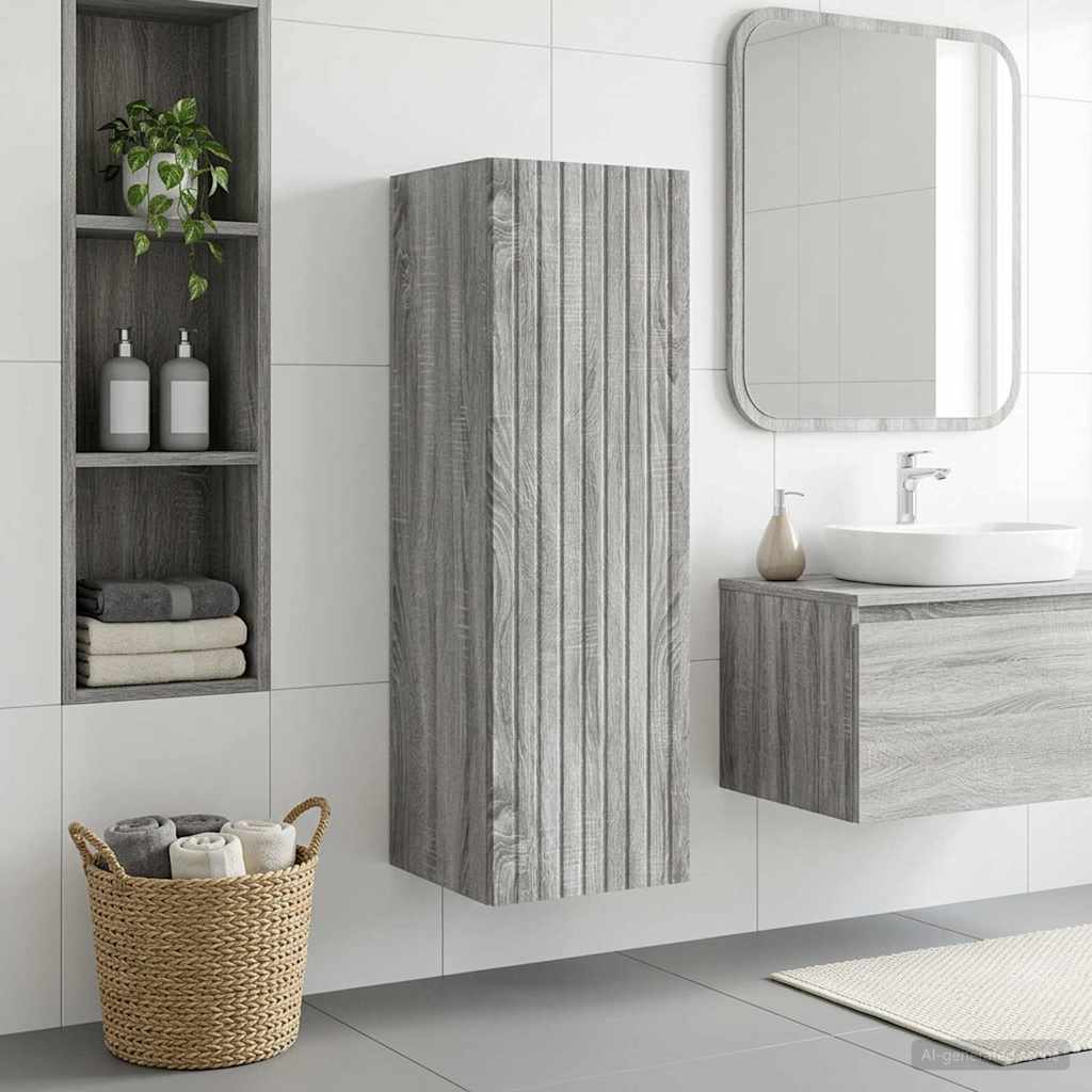 vidaXL Wall-mounted Bathroom Cabinet Grey Sonoma 33 x 34.5 x 100 cm 1