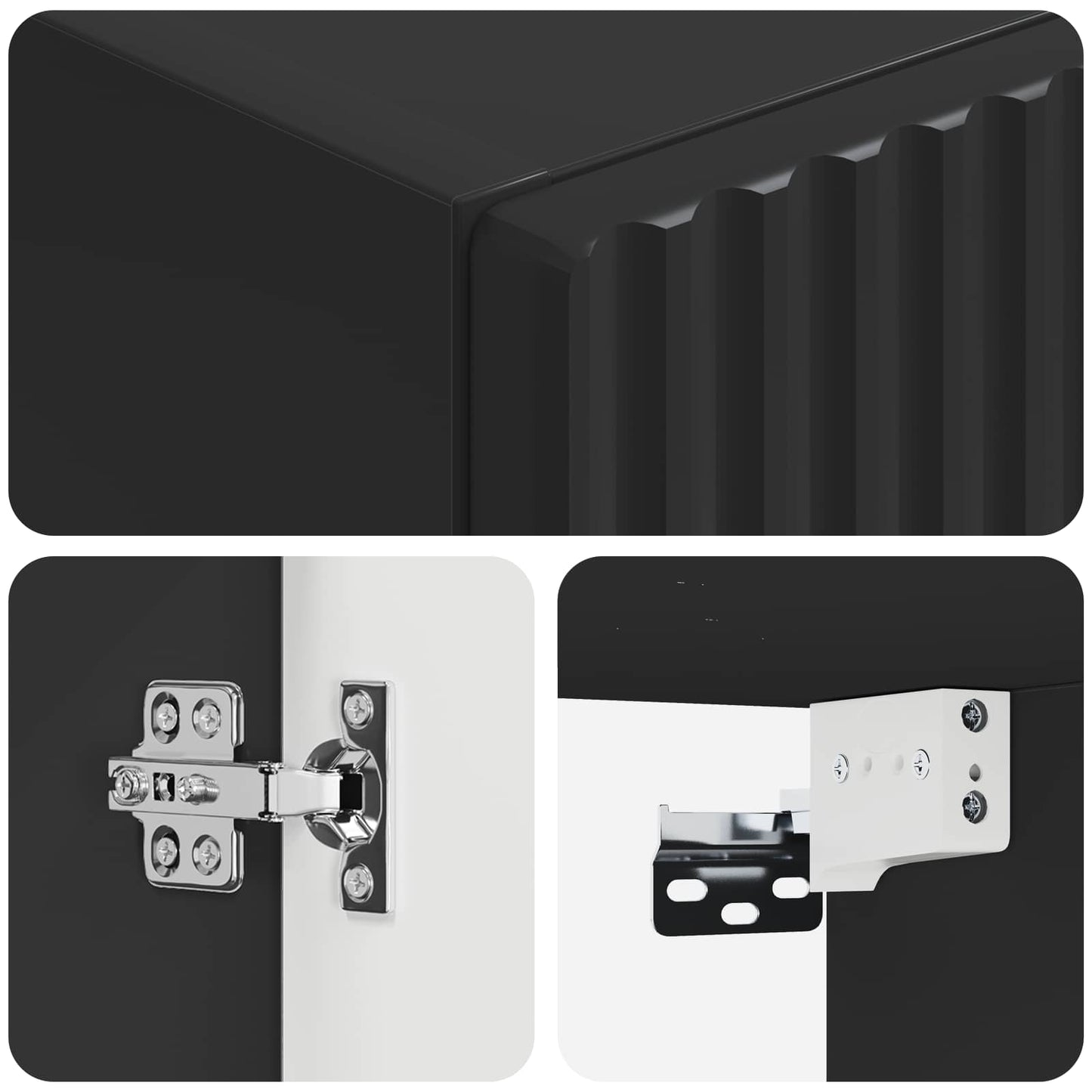 vidaXL Wall-mounted Bathroom Cabinet Black 33 x 34.5 x 60 cm 6