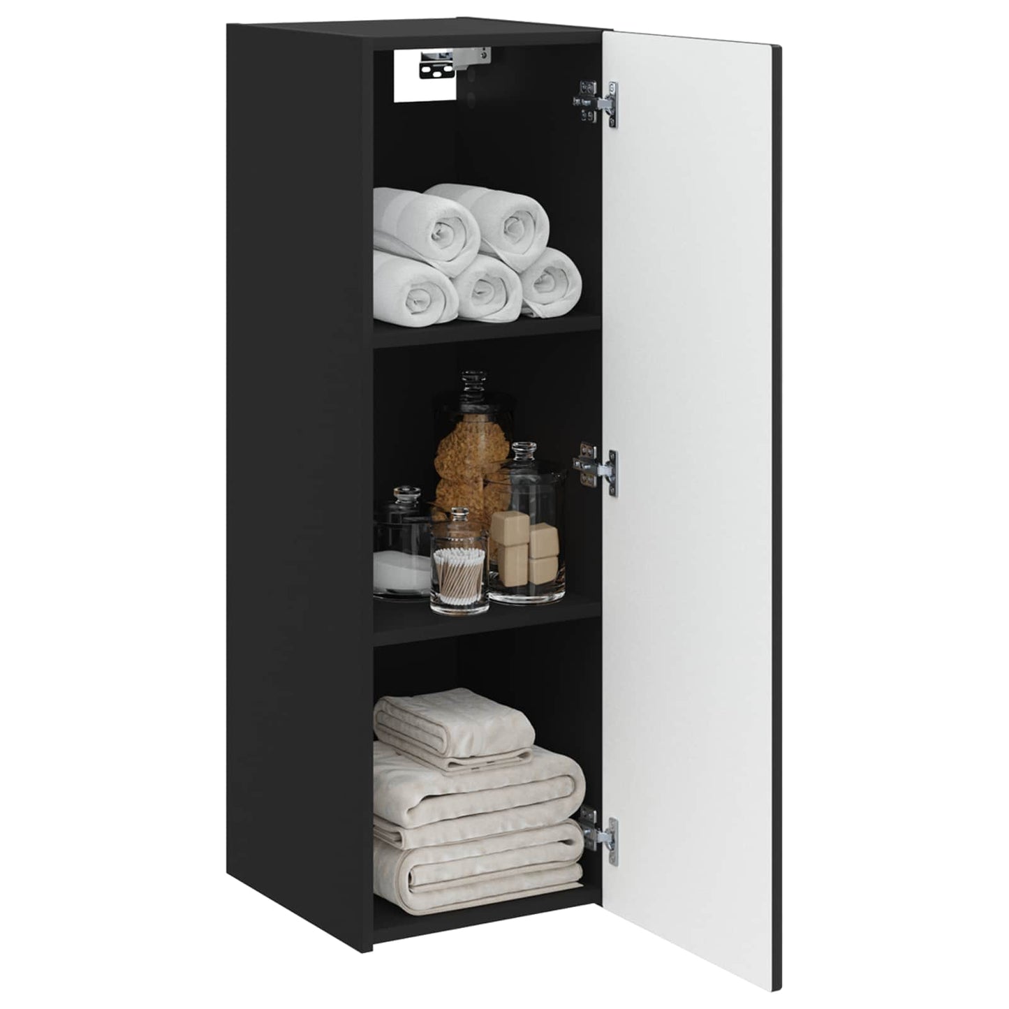 vidaXL Wall-mounted Bathroom Cabinet Black 33 x 34.5 x 60 cm 3