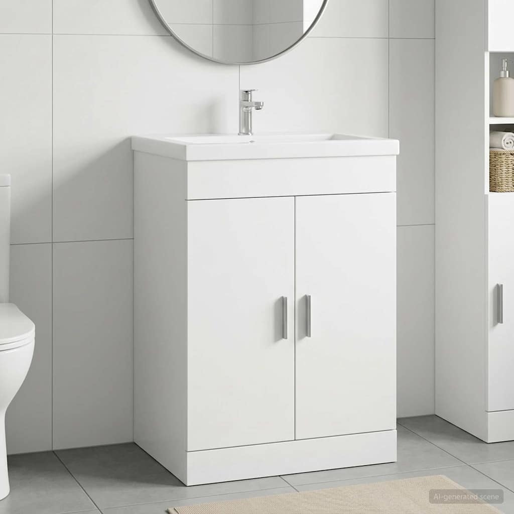 vidaXL Bathroom Under Sink Cabinet White 56 x 37.5 x 81 cm 1