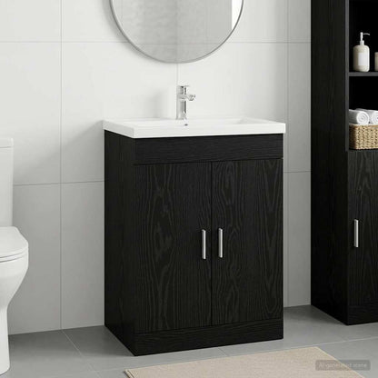 vidaXL Bathroom Under Sink Cabinet Black Oak 56 x 37.5 x 81 cm 1