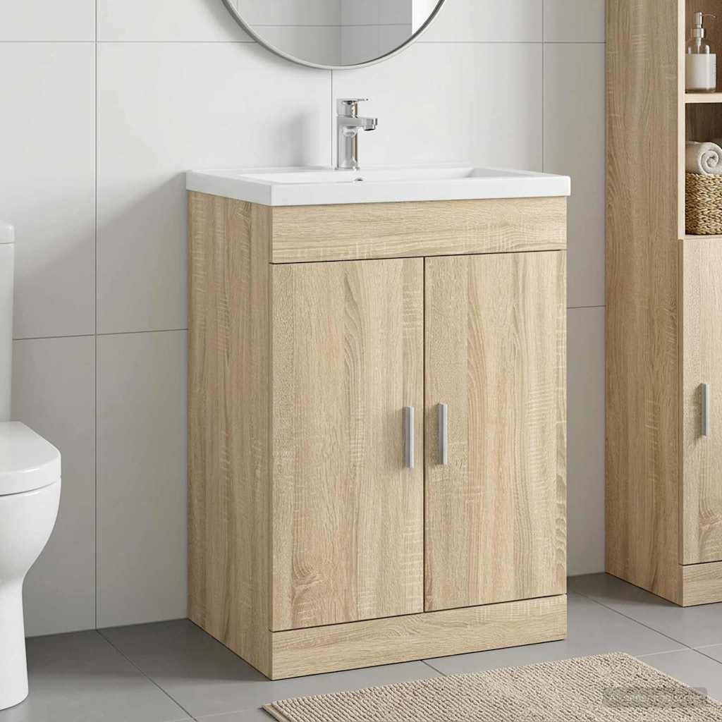 vidaXL Bathroom Under Sink Cabinet Sonoma Oak 56 x 37.5 x 81 cm 1