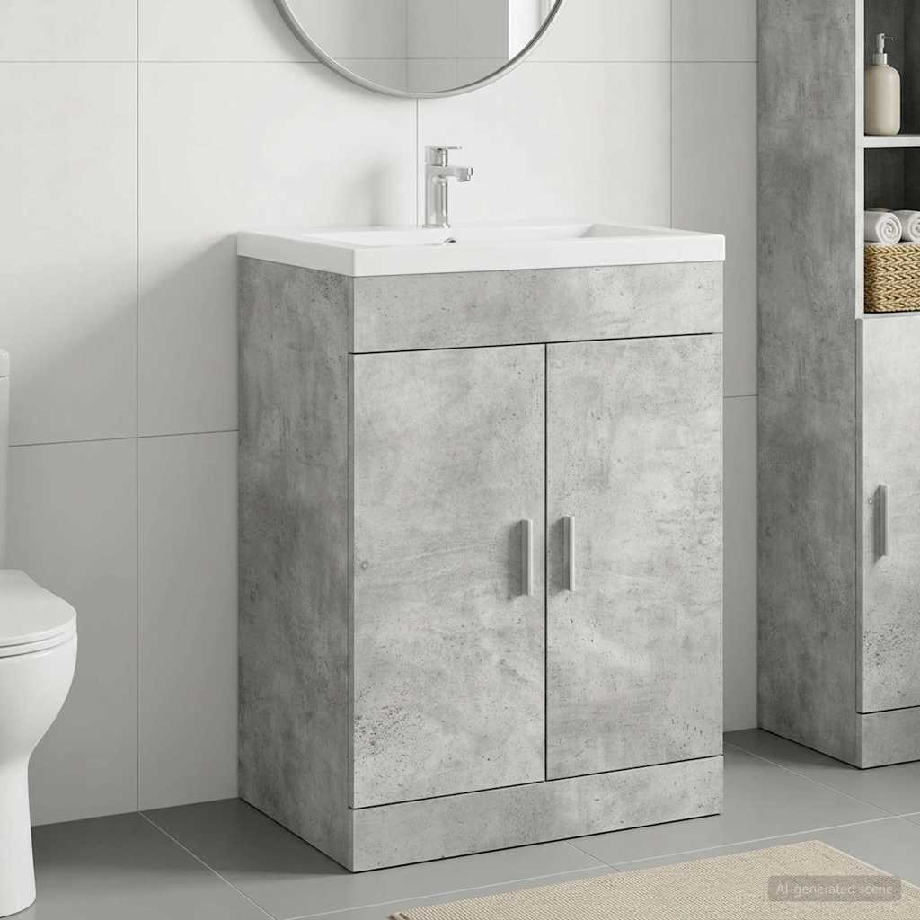 vidaXL Bathroom Under Sink Cabinet Concrete Grey 56 x 37.5 x 81 cm 1