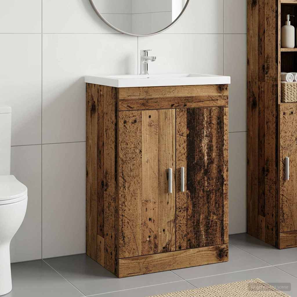 vidaXL Bathroom Under Sink Cabinet Old Wood 56 x 37.5 x 81 cm 1