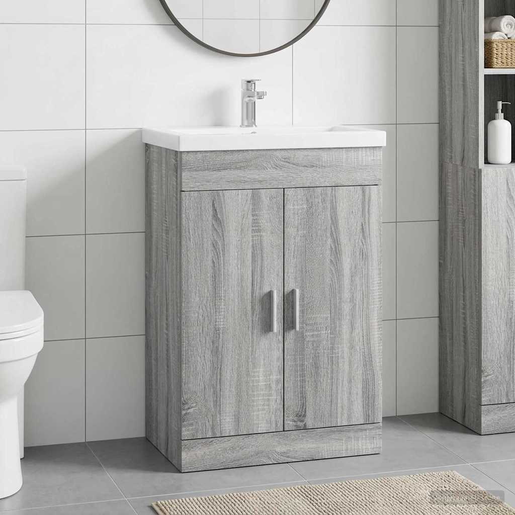 vidaXL Bathroom Under Sink Cabinet Grey Sonoma 78.5 x 37.5 x 81 cm 1