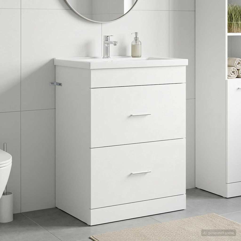 vidaXL Bathroom Under Sink Cabinet White 56 x 37.5 x 81 cm 1