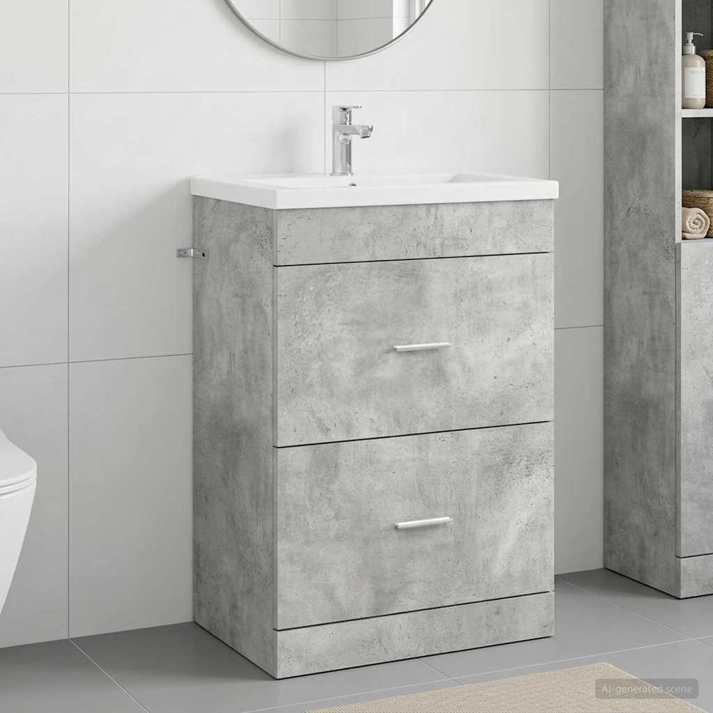 vidaXL Bathroom Under Sink Cabinet Concrete Grey 56 x 37.5 x 81 cm 1