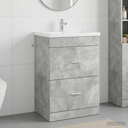 vidaXL Bathroom Under Sink Cabinet Concrete Grey 56 x 37.5 x 81 cm 1