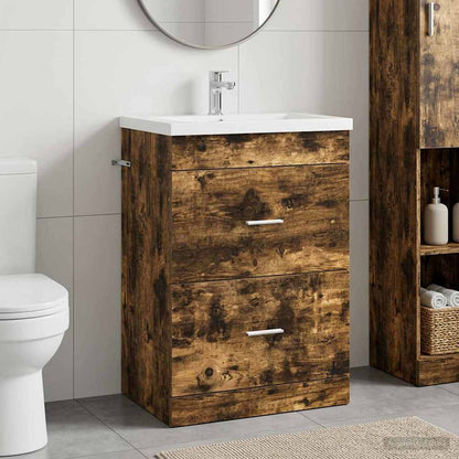 vidaXL Bathroom Under Sink Cabinet Smoked Oak 56 x 37.5 x 81 cm 1