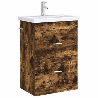 vidaXL Bathroom Under Sink Cabinet Smoked Oak 56 x 37.5 x 81 cm 3