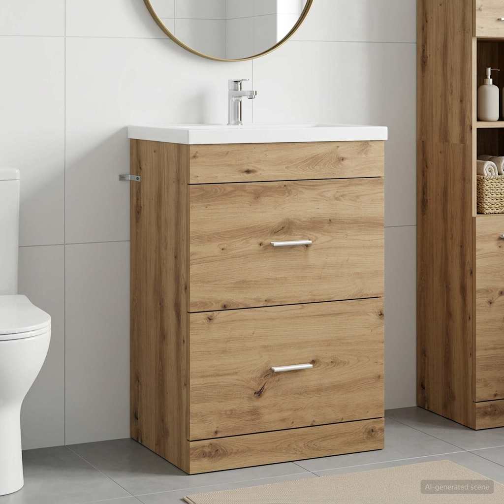 vidaXL Bathroom Under Sink Cabinet Artisan Oak 56 x 37.5 x 81 cm 1