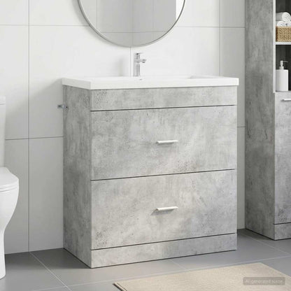 Bathroom under Sink Cabinet Concrete grey 78.5 x 37.5 x 81 cm