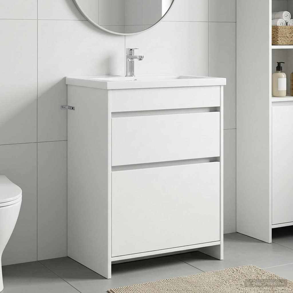 vidaXL Bathroom Under Sink Cabinet White 56 x 37.5 x 81 cm 1