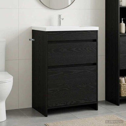 vidaXL Bathroom Under Sink Cabinet Black Oak 56 x 37.5 x 81 cm 1