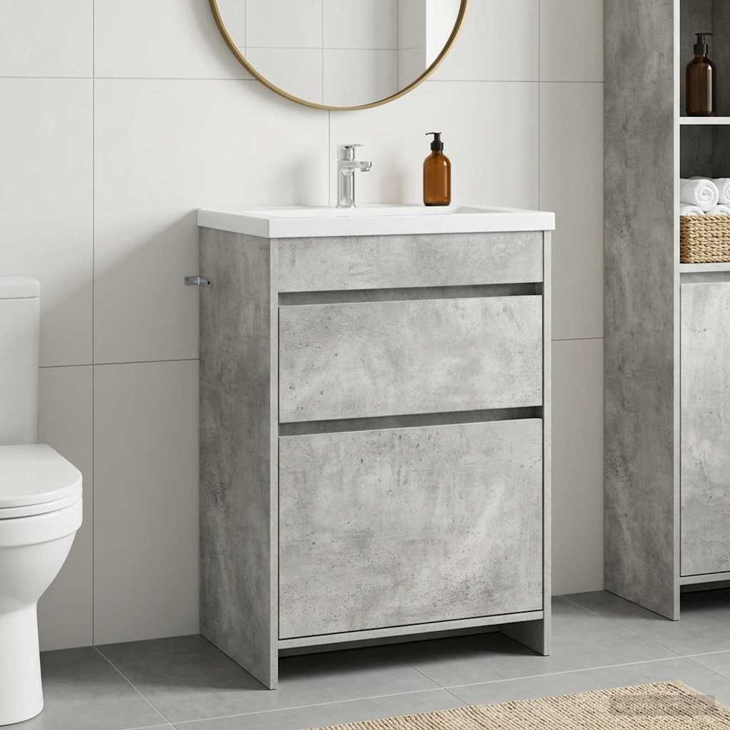 vidaXL Bathroom Under Sink Cabinet Concrete Grey 56 x 37.5 x 81 cm 1