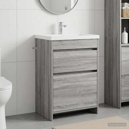 vidaXL Bathroom Under Sink Cabinet Grey Sonoma 56 x 37.5 x 81 cm 1