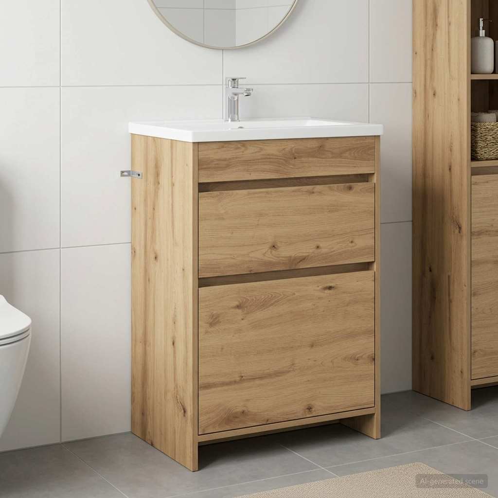 vidaXL Bathroom Under Sink Cabinet Artisan Oak 56 x 37.5 x 81 cm 1