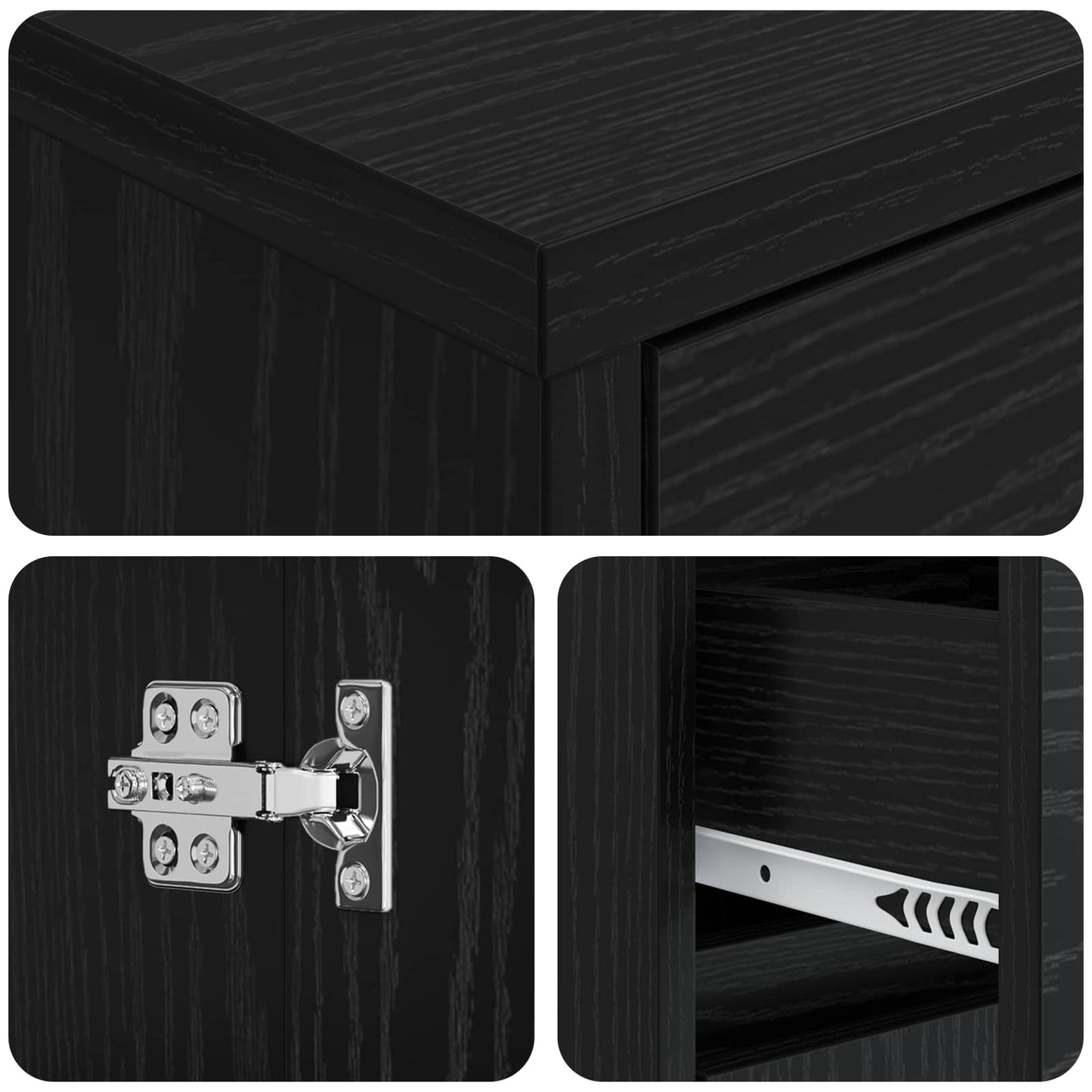 vidaXL Bathroom Cabinet Black Oak 35 x 36.5 x 85 cm Engineered Wood 6