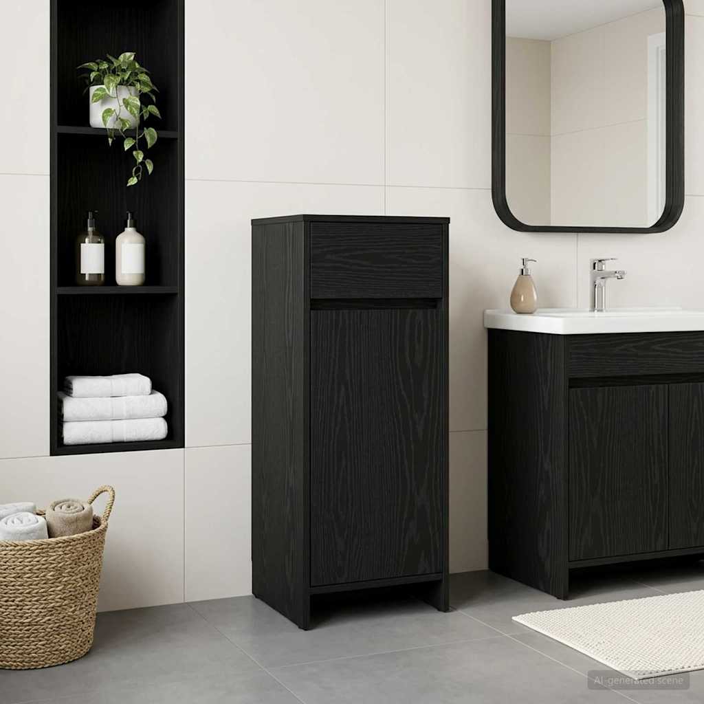 vidaXL Bathroom Cabinet Black Oak 35 x 36.5 x 85 cm Engineered Wood 1
