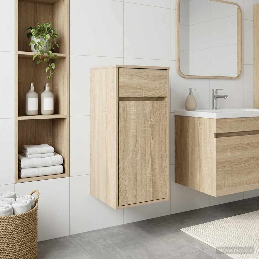 vidaXL Bathroom Cabinet Sonoma Oak 35 x 36.5 x 85 cm Engineered Wood 1