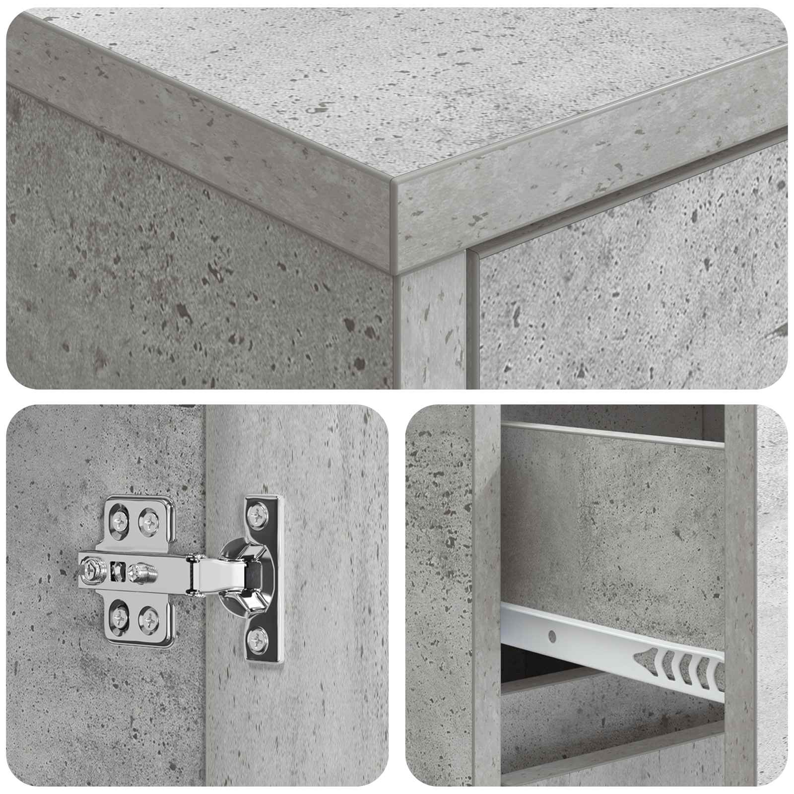 vidaXL Bathroom Cabinet Concrete Grey 35 x 36.5 x 85 cm 6