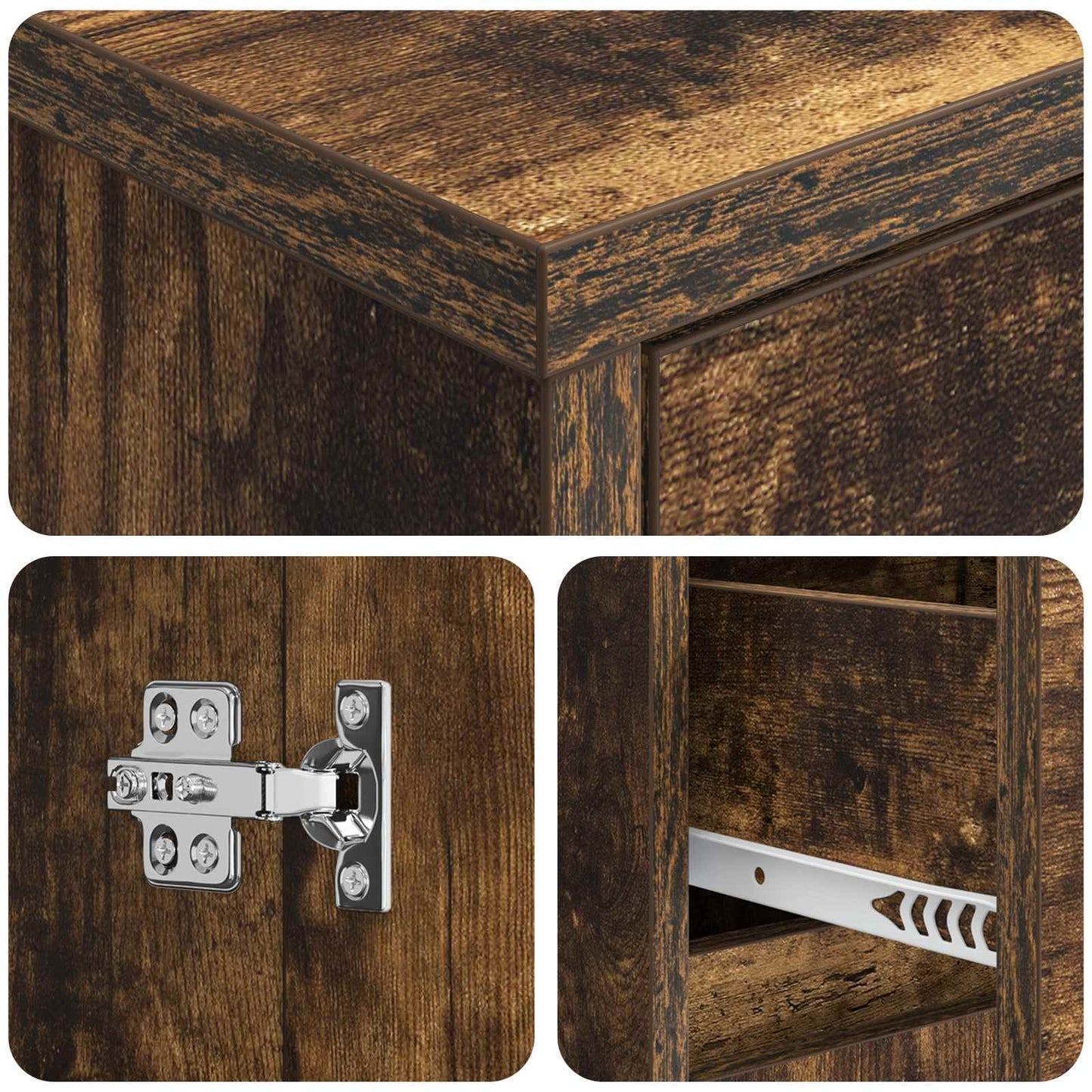 vidaXL Bathroom Cabinet Smoked Oak 35 x 36.5 x 85 cm Engineered Wood 6