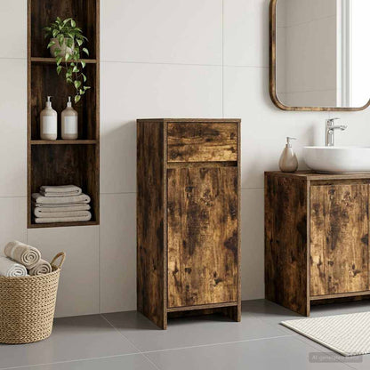 vidaXL Bathroom Cabinet Smoked Oak 35 x 36.5 x 85 cm Engineered Wood 1