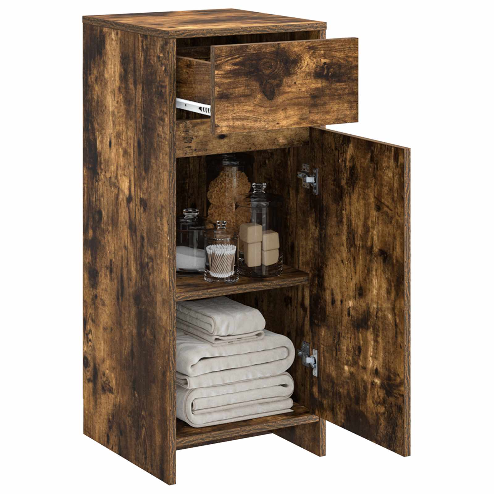 vidaXL Bathroom Cabinet Smoked Oak 35 x 36.5 x 85 cm Engineered Wood 3