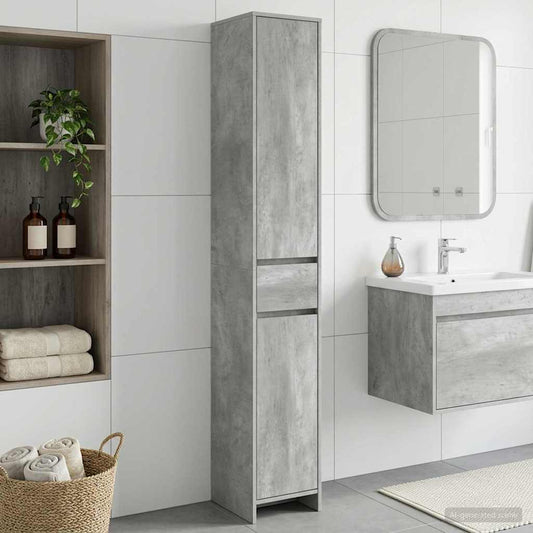 Bathroom Cabinet 30 x 33 x 190 cm Engineered Wood Concrete grey