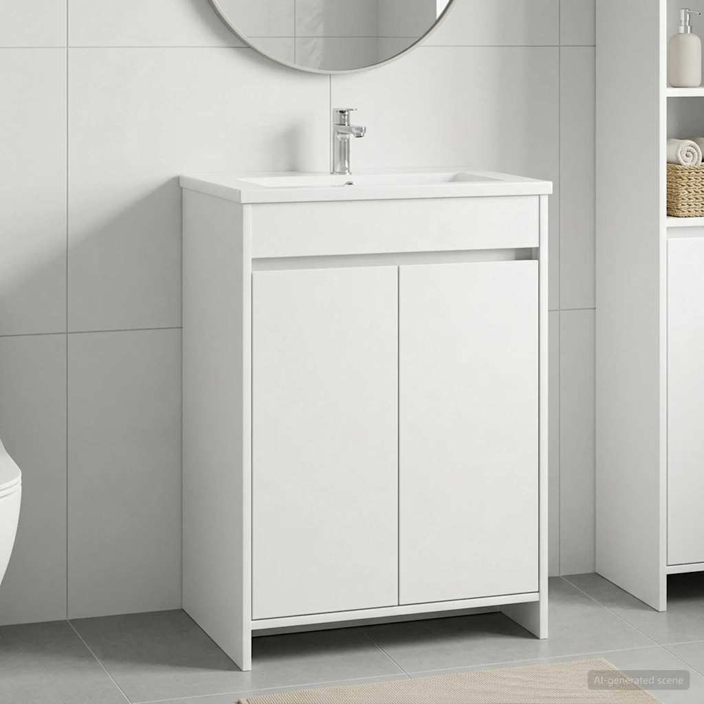 vidaXL Bathroom Under Sink Cabinet White 56 x 37.5 x 81 cm 1