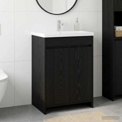 vidaXL Bathroom Under Sink Cabinet Black Oak 56 x 37.5 x 81 cm 1