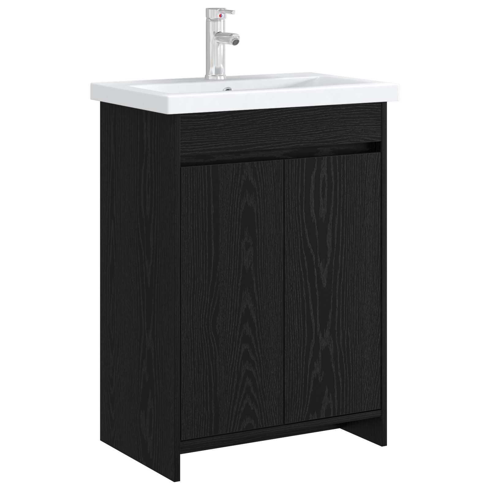 vidaXL Bathroom Under Sink Cabinet Black Oak 56 x 37.5 x 81 cm 3