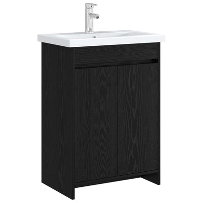 vidaXL Bathroom Under Sink Cabinet Black Oak 56 x 37.5 x 81 cm 3