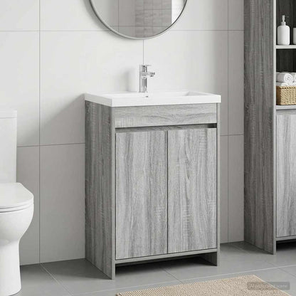 vidaXL Bathroom Under Sink Cabinet Grey Sonoma 56 x 37.5 x 81 cm 1