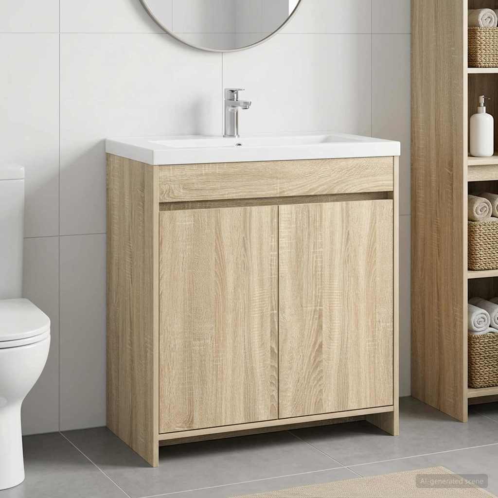 vidaXL Bathroom Under Sink Cabinet Sonoma Oak 78.5 x 37.5 x 81 cm 1